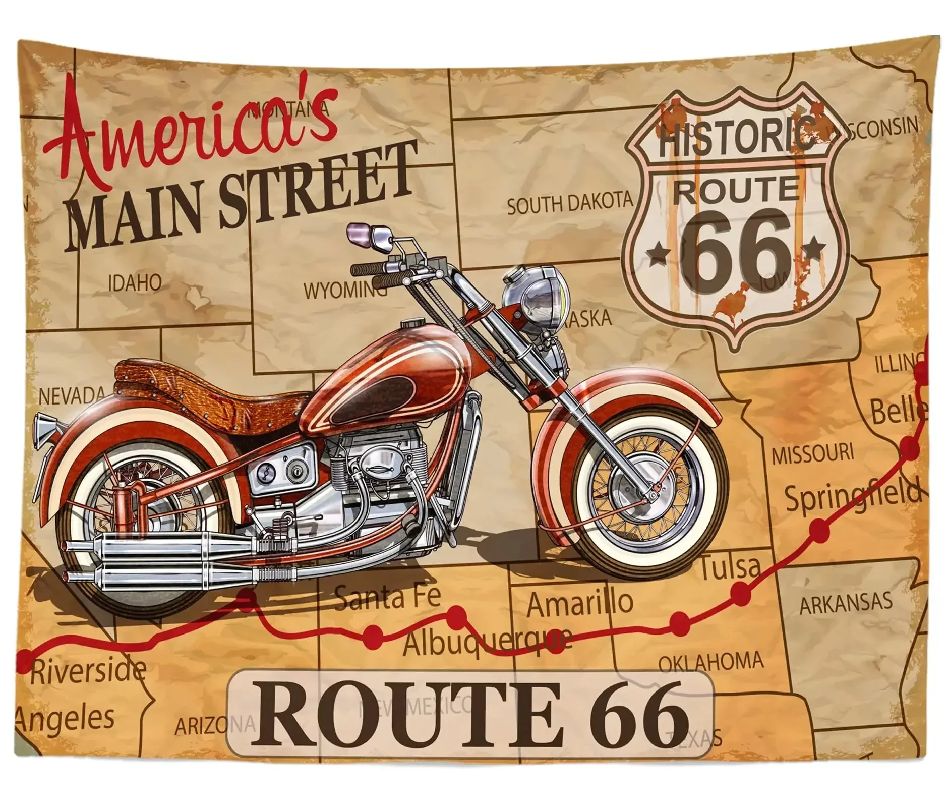 Vintage Retro Motorcycle Tapestry Wall Hanging,Old Grunge Motorbike Near Antique Brick Wall Tapestry for Bedroom Livingroom Dorm