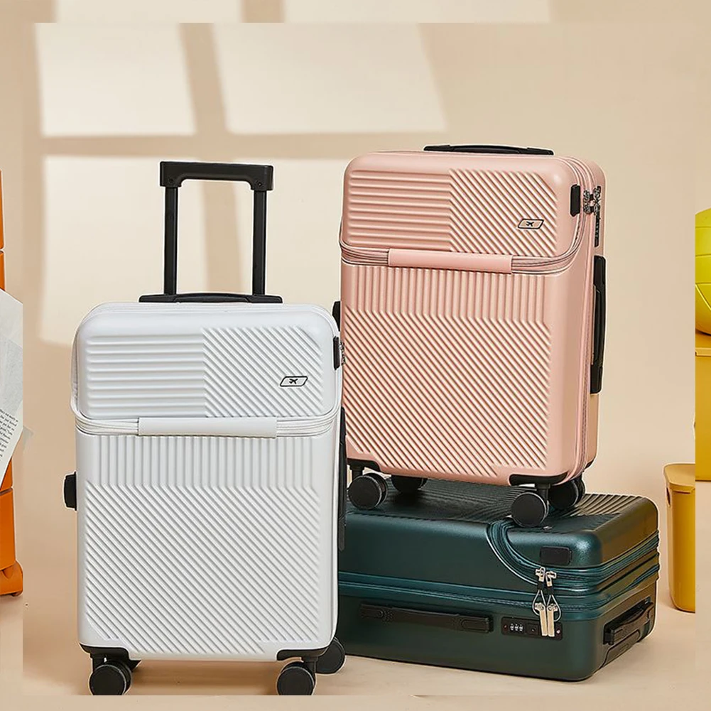 

20 Inch Front Opening Trolley Case Large Capacity Carry On Luggage Secure Password Lock Expandable Hardside Luggage for Airplane