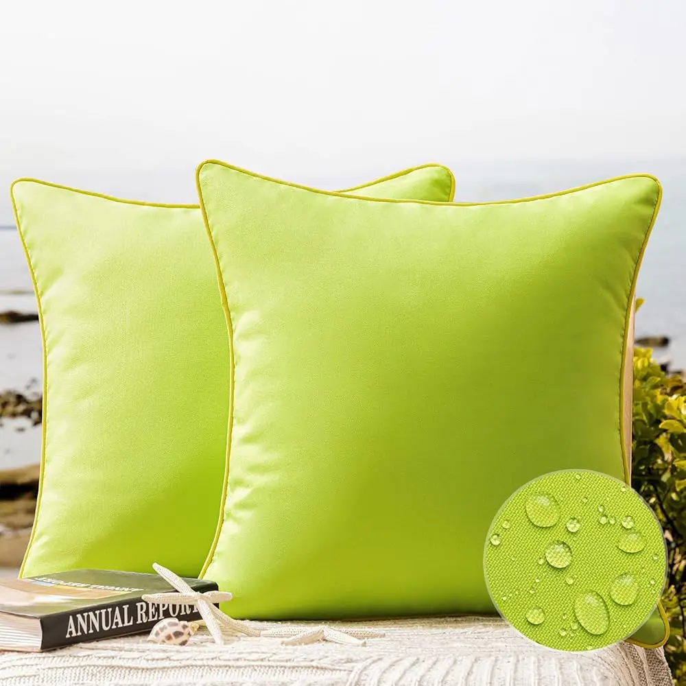 

Pa Of 2 Outdoor Waterproof Throw Pillow Covers With St Piping, Decorative Square Cushion Case Patio Pillows For Couch Tent