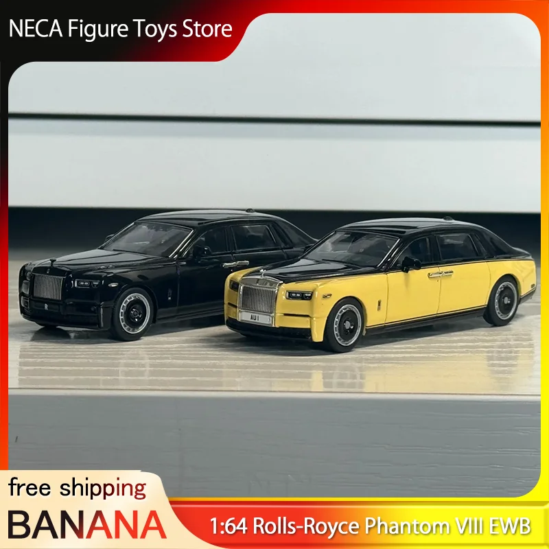 banana-1-64-rolls-royce-phantom-viii-extended-wheelbase-modelo-de-coche-de-resina-version-negra-y-amarilla-negra-juguete-de-regalo-para-adultos-y-fans