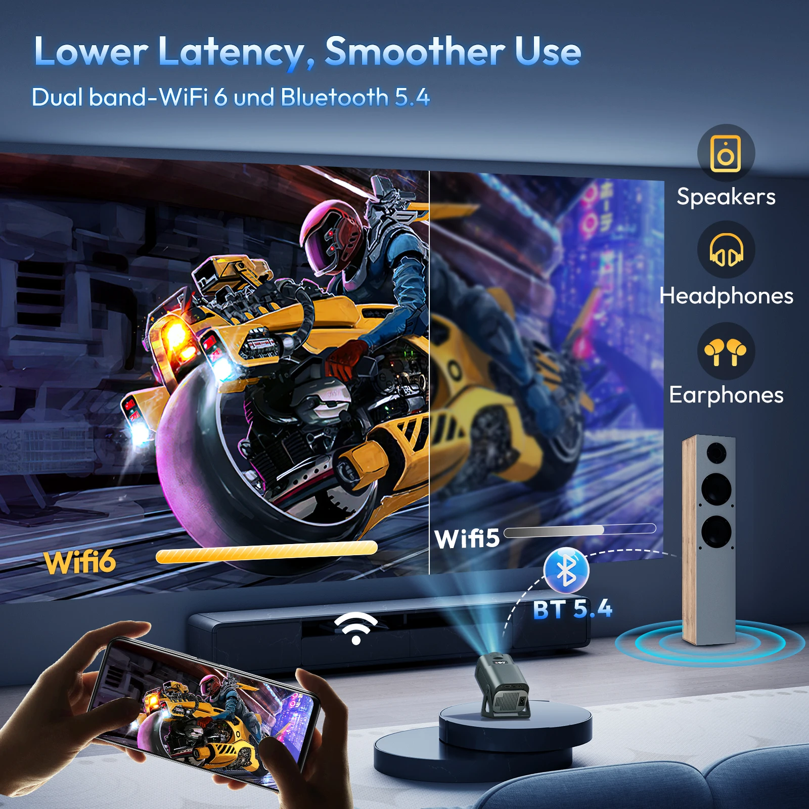 جهاز عرض XGODY 4K 1080P Full HD ذكي عالي الدقة LED 5G WiFi بلوتوث 12000L HDMI USB Android مسرح منزلي #5