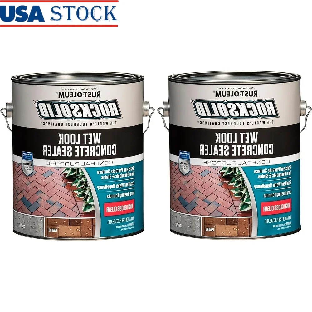 

2-Pack 1 Gal Clear Concrete Sealer Wet Look High Gloss Water Resistant Stain Resistant Driveways Patios Walkways Pool Decks