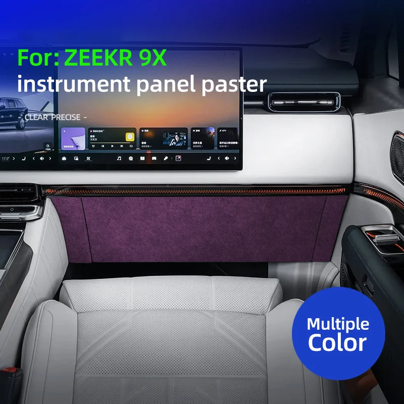 

For ZEEKR 9X 2025 2026 Italian Suede Decorative Sticker Under the Center Console Dashboard Car Interior Trim Accessories
