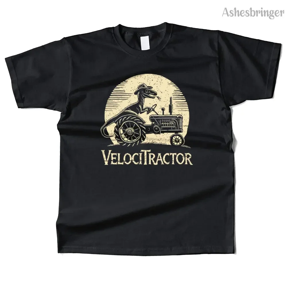 Kids Boys Girls Dinosaur Tractor Graphic T-shirt, Funny VelociTractor Print Short Sleeve Tee, Unisex Loose Casual Summer Tops