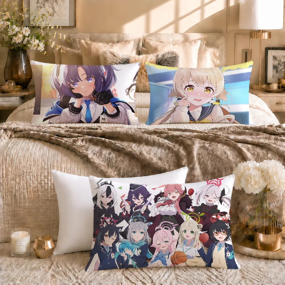 cute girl Blue a-Archive cushion cover soft Rectangle Pillowcover Home Sofa living Room Decor Dorm bed hogar Pillowcase gift