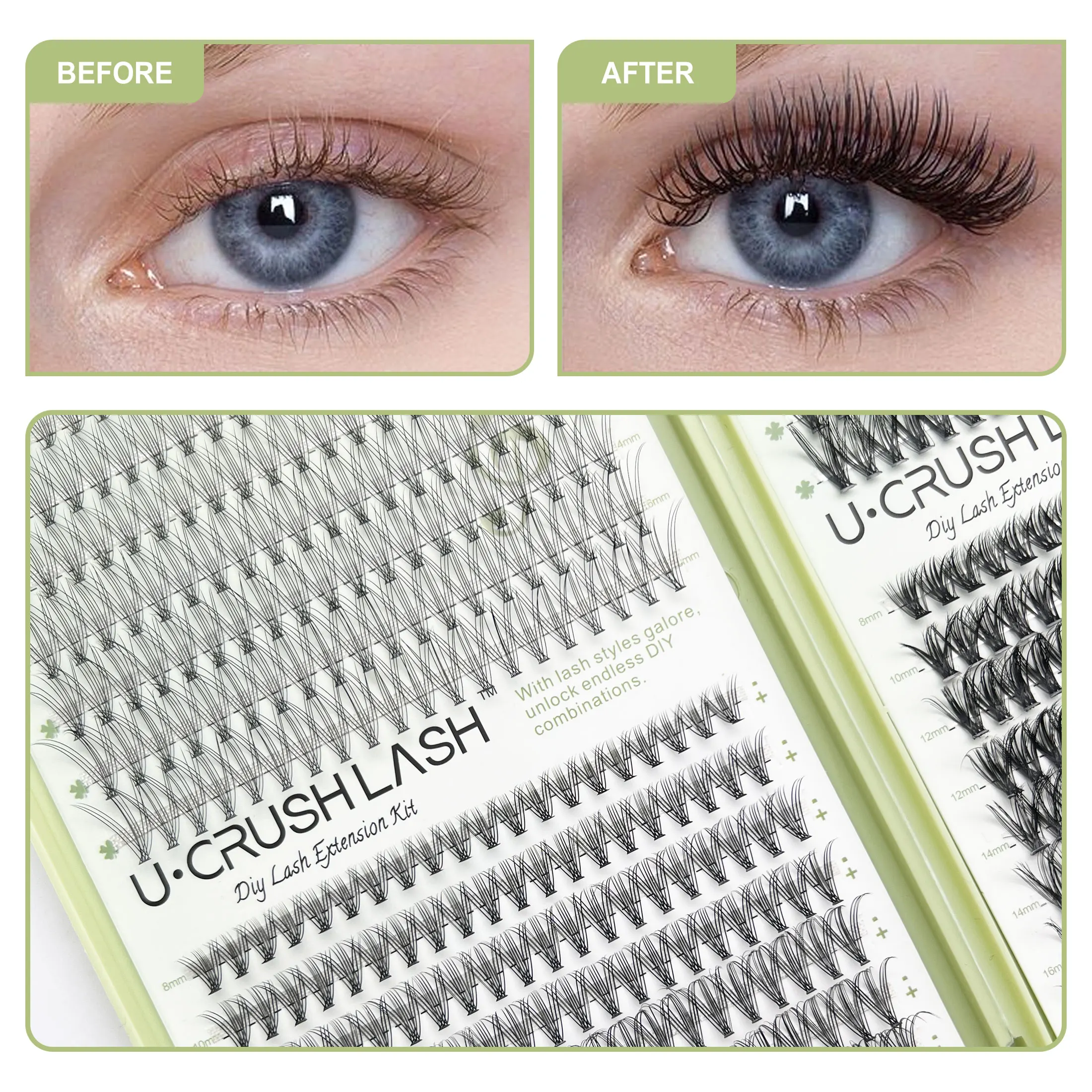 مجموعة رموش صناعية ذاتية الصنع بسعة كبيرة 10203040D كتاب رموش عنقودية مع ملاقط مزيل الصمغ في مكياج منزلي صديق للمبتدئين #2