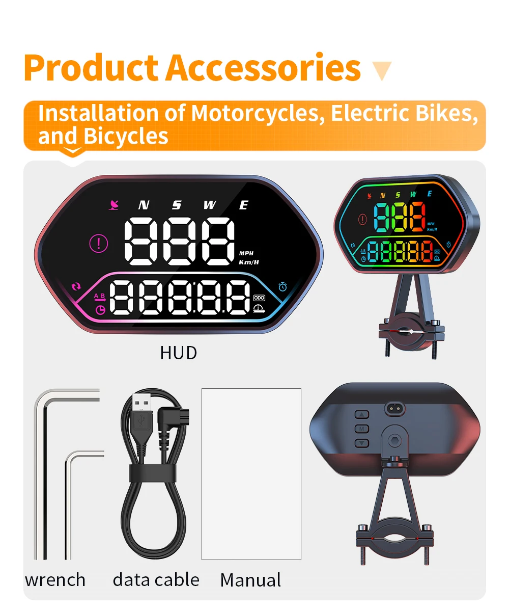 Elektronischer GPS-Motorrad-Lenker-Tachometer G25 Head-up-Display Wasserdichter HUD-Kompass Plug&Play Auto-Windschutzscheiben-Projektor – Detail 2