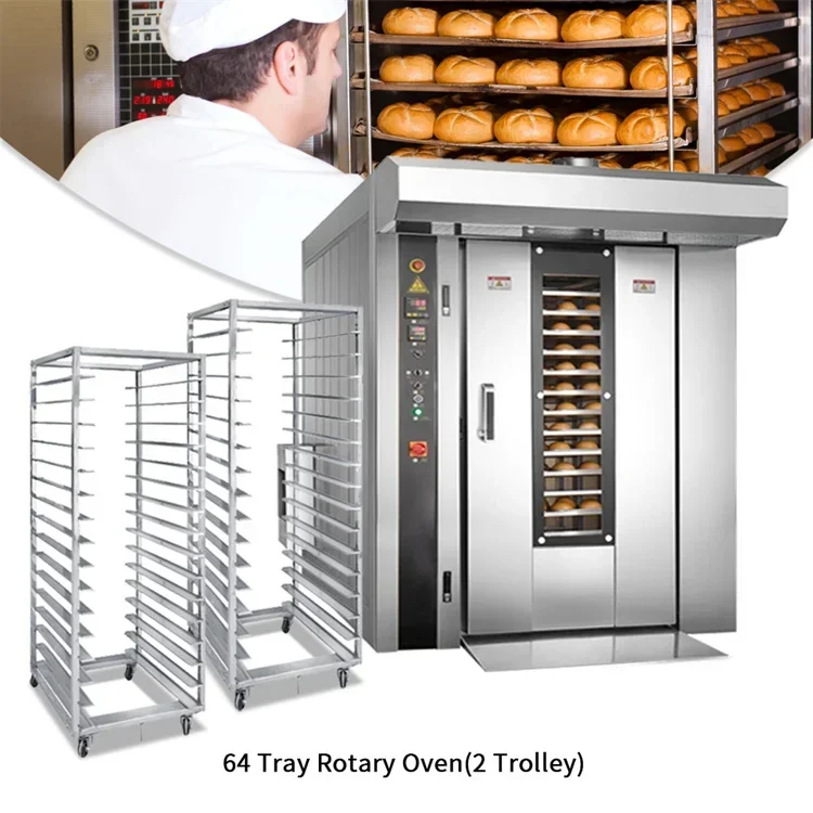 FL Hot Sale Gas 12 16 32 64 Trays Commercial Bread Bakery Equipment Rotary Oven Industrial for Baking  Customized