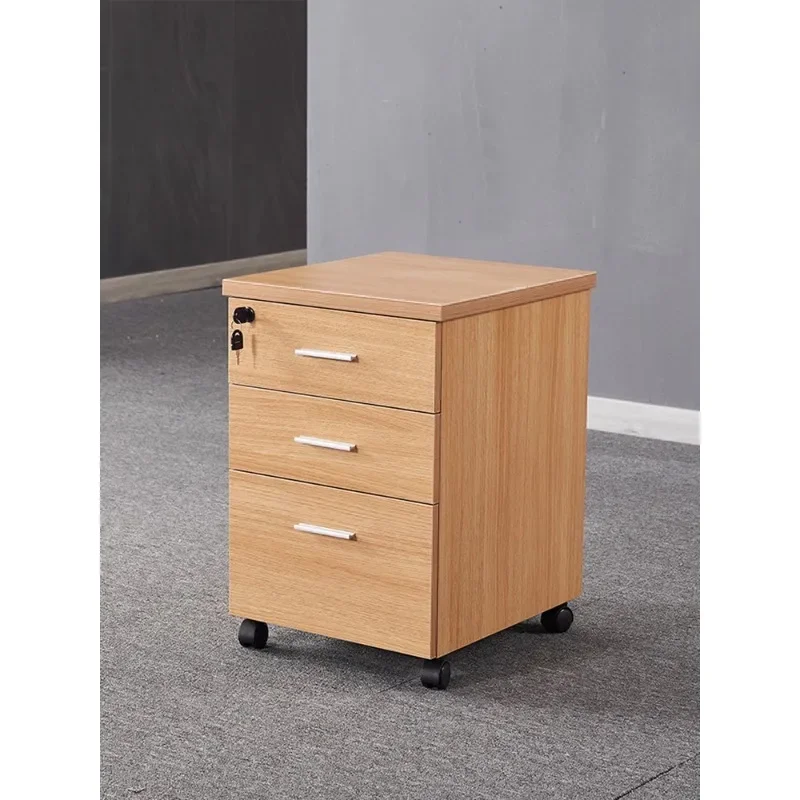 Solid wood floor-to-ceiling mobile simple modern white small push cabinet file cabinet storage low cabinet activity with lock dr