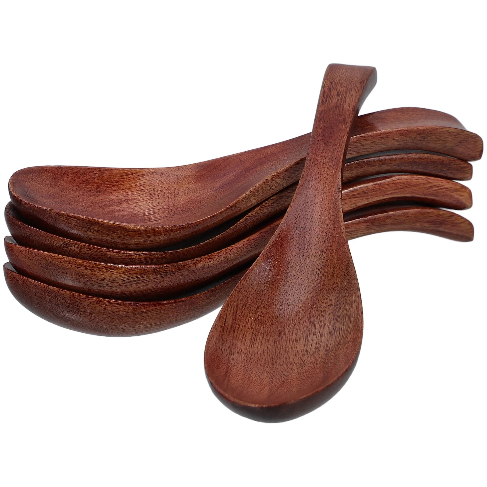 Cucharas de madera para arroz seco, 5 uds., fruta, postre Vintage, sopa de estilo japonés, servicio de cocina china de bambú