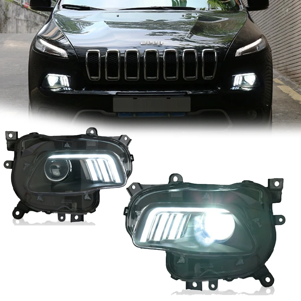 

LED HeadLights For Jeep Cherokee 14-18 New Style Full Led DRL Car Head Lamp Assembly Signal Accessories Modified Lamp