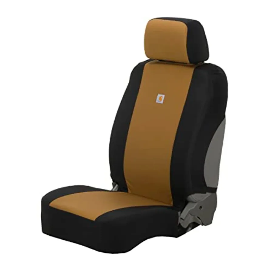 

Universal Nylon Duck Canvas Fitted Bucket Seat Cover, Durable Seat Protection with Rain Defender, Single, Black and Brown