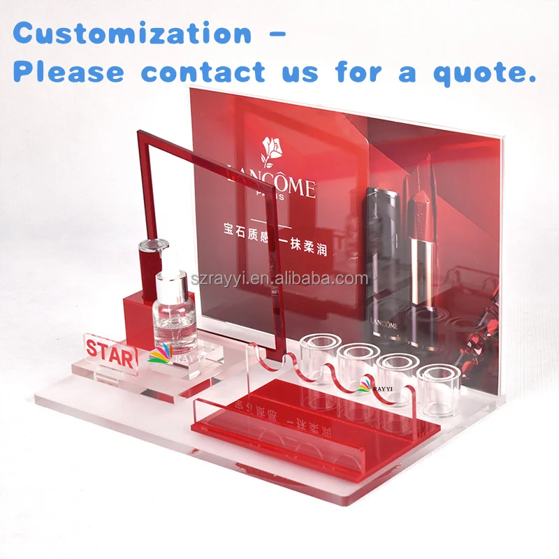 

Custom.RAY YI Роскошный красный счетчик акриловая косметика губная помада стойка для макияжа салон красоты полка для использования косметики