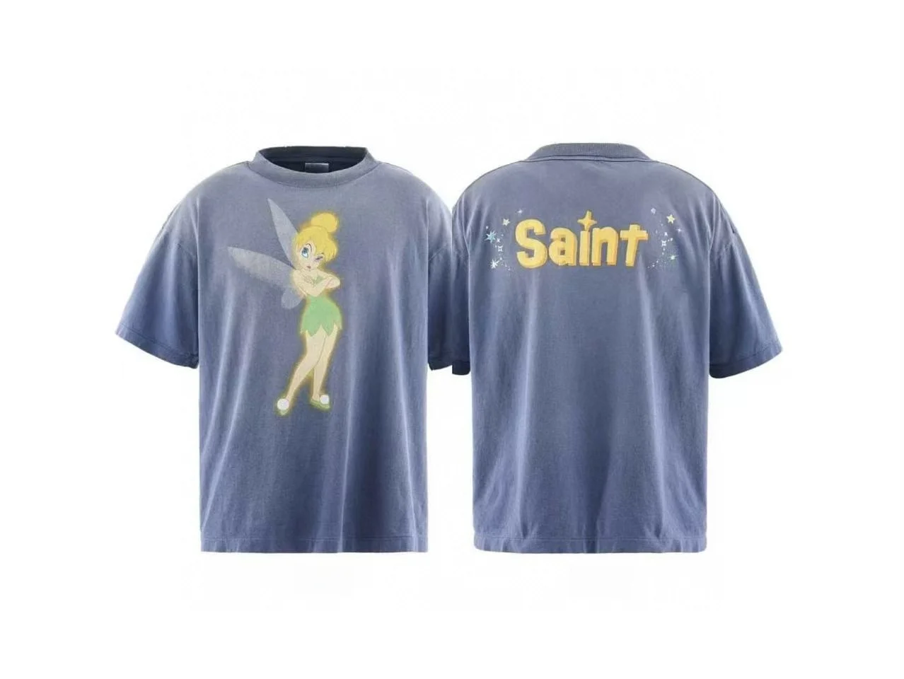 

SAINT Mxxxxxx X DISS26 round Ne ort Sve T-irt Frontal Pattern Ba Lettering Cotton Casual Streetwear Summer Top