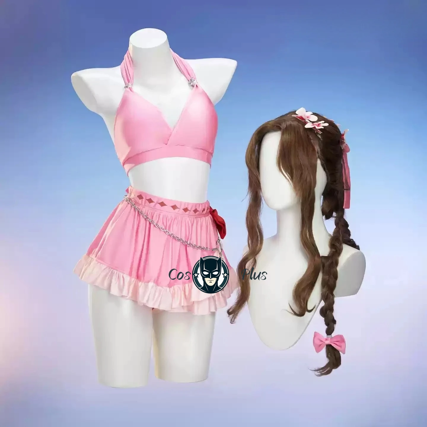 Aerith Final Fantasy VII Cosplay Costume Pink Woman Sexy Halloween Christmas Role Playing Party Summer beach swimsuit uniform