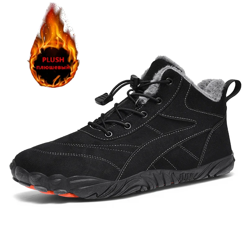 

Теплые плюшевые зимние ботинки для пар, зимние мужские ботильоны, уличные нескользящие мужские рабочие ботинки, модные зимние кроссовки, большой размер 36-48