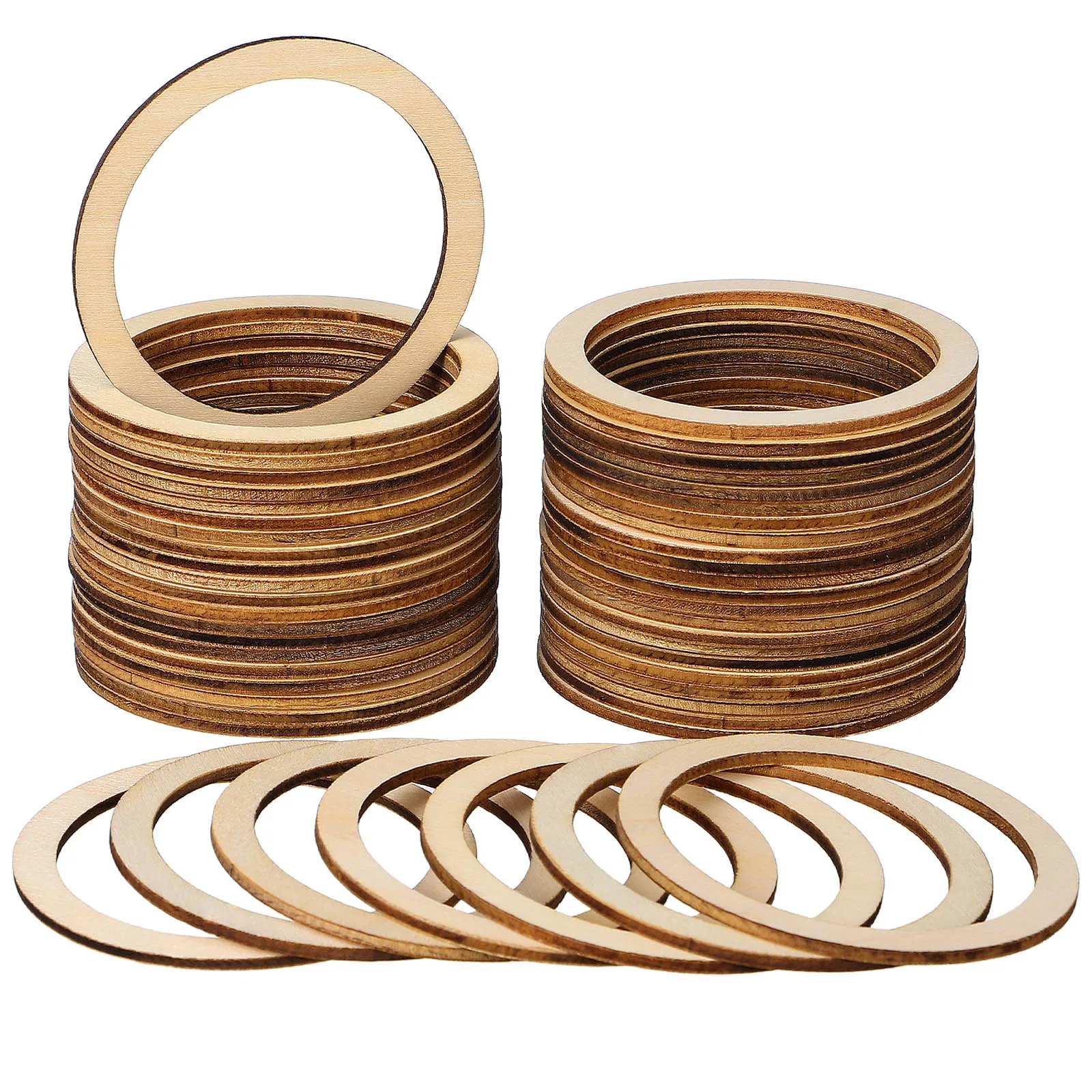 

50pcs Circle Wooden Pieces Hollowed Wood Slice Scrapbooking Embellishments Craft Decor Round Shape Wood Chip Sewing Tools