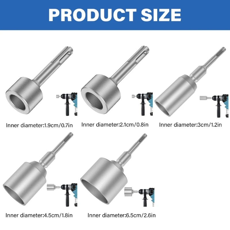 A2UD Ground Rod Driver Heavy Duty Steel Ground Rod Drill Bits Socket 19/21/30/45/65mm