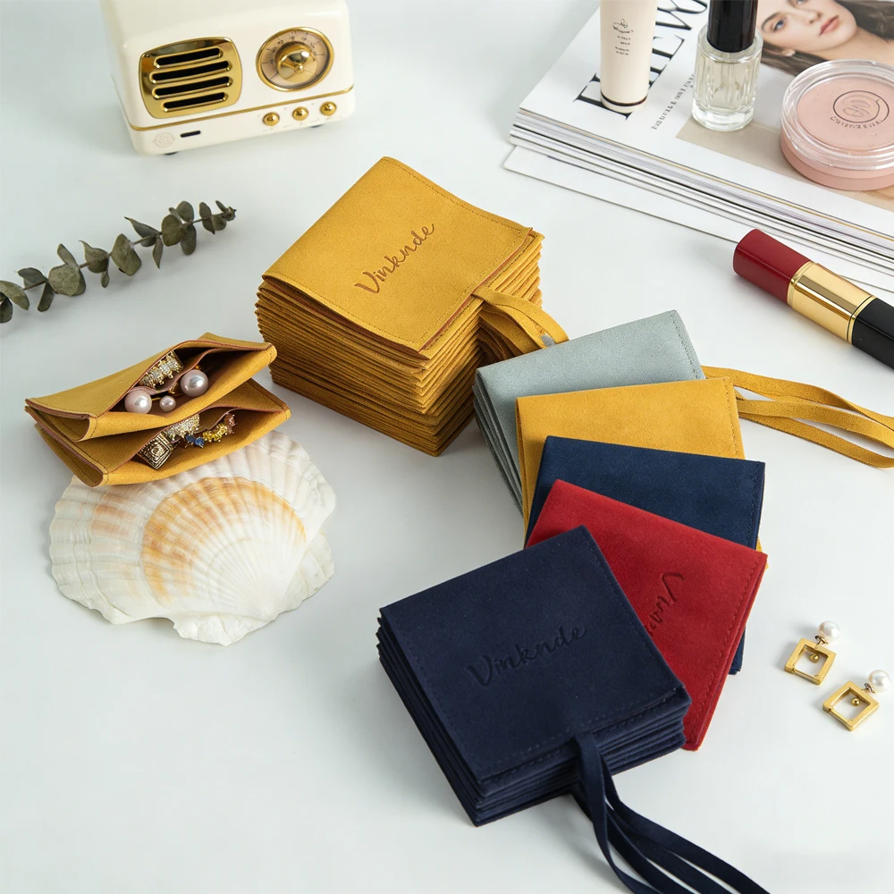 

100Pack Microfiber Velvet Gift Bags Persoalized Logo Jewelry Presents Pouches Earrings Necklace Christmas Wedding Favors Pouch