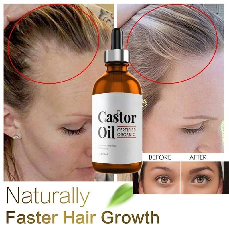 New Castor Oil Hair Growth Essential Oils Essence Skin Massage Essential Oil  Eyebrows Growth Prevent Aging Castor Organic Serum