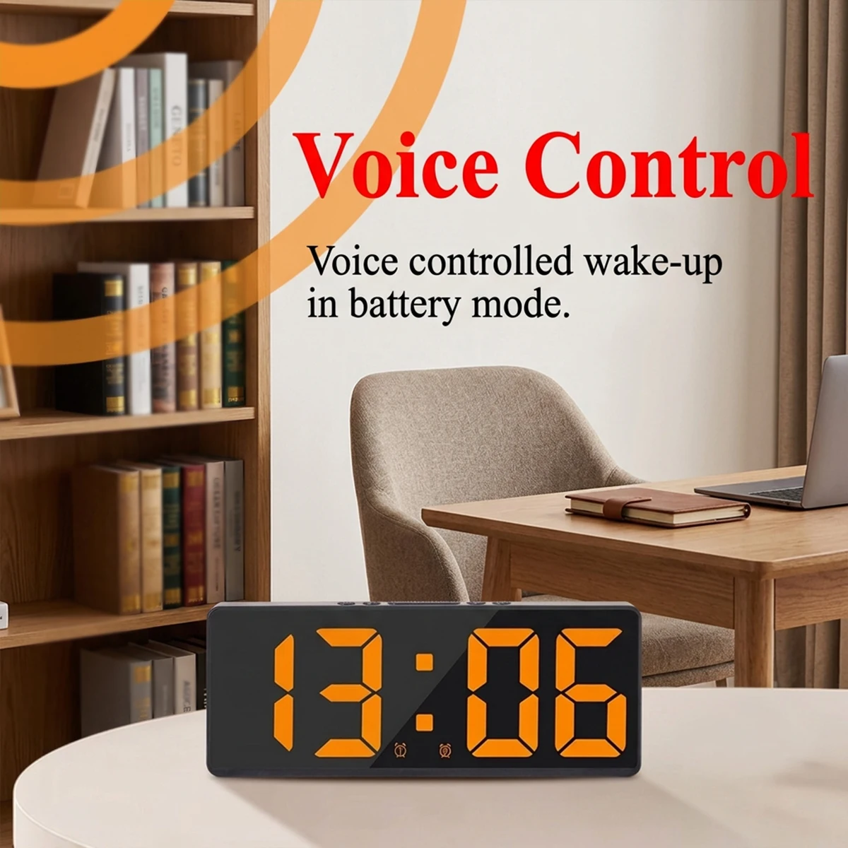 Voice Control Digital Alarm Clock Temperature Dual Alarms Snooze Night Mode Desktop Table Clock 12/24H LED Clock for Home Decor