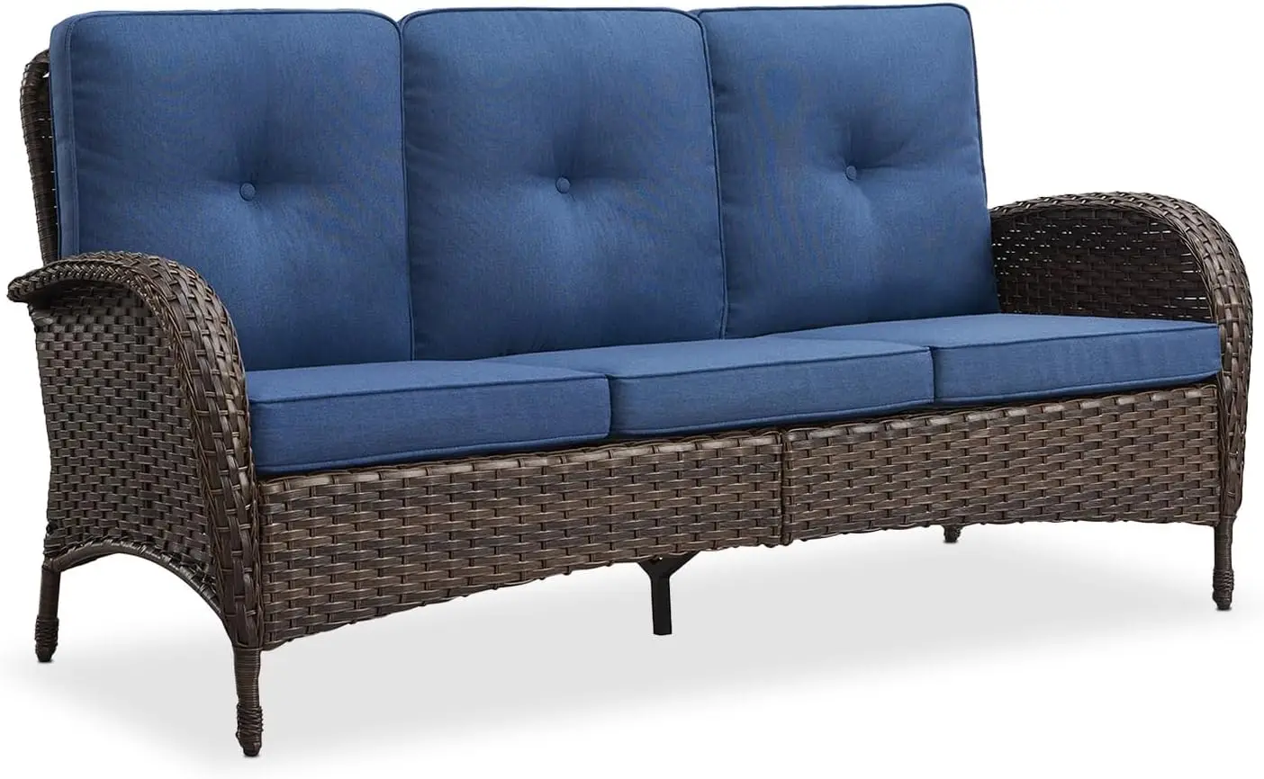 

Outdoor Couch Patio Furniture - Wicker Sofa with Removble Cushion, 3 Seater Rattan Couch with Deep Seat Hight Backrest