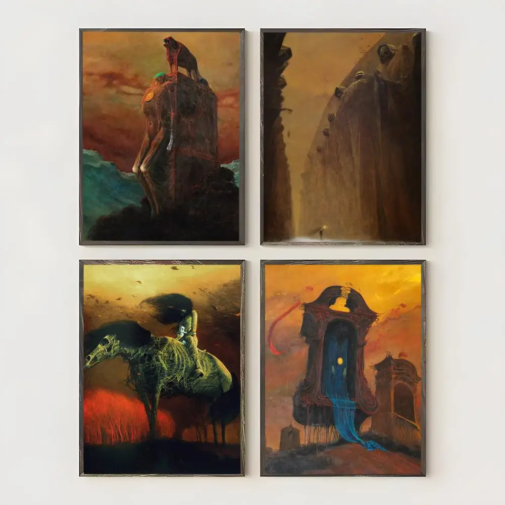 New Z-Zdzislaw Beksinski Art Poster Waterproof Canvas Art Wrinkle Free Wall Hanging For Home Living Room Bedroom Decor