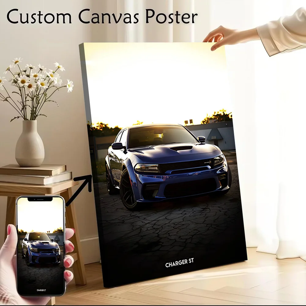 Sports Car Charger ST Canvas Poster Customizable Printed Canvas Painting Wall Art for Fans Bedroom Decoration Living Room Home