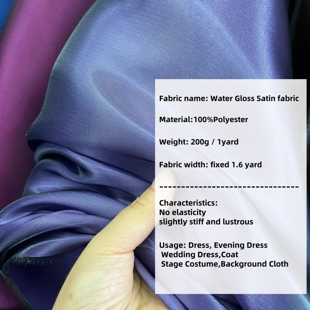 TR Water Light Satin Micro Stiff Fabric DIY Evening Dress Strap Dress Cheongsam Clothing Designer fabrics for sewing