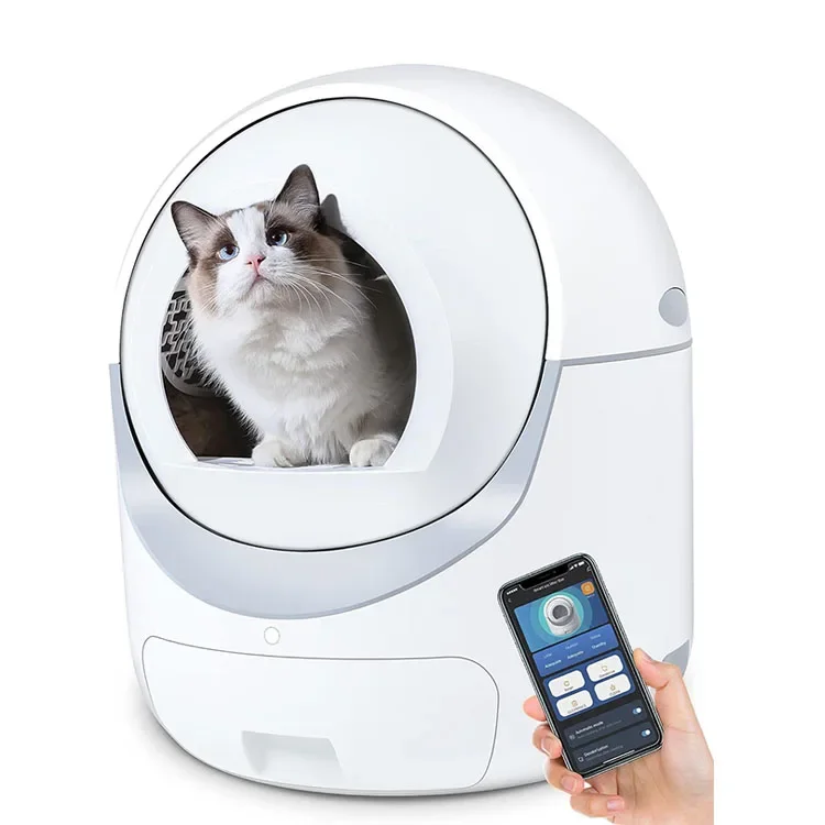 APP Control Cat . Box Scooping Free Ultra-Quiet Cat Self Cleaning Robot Box With Replacement Trash Bag