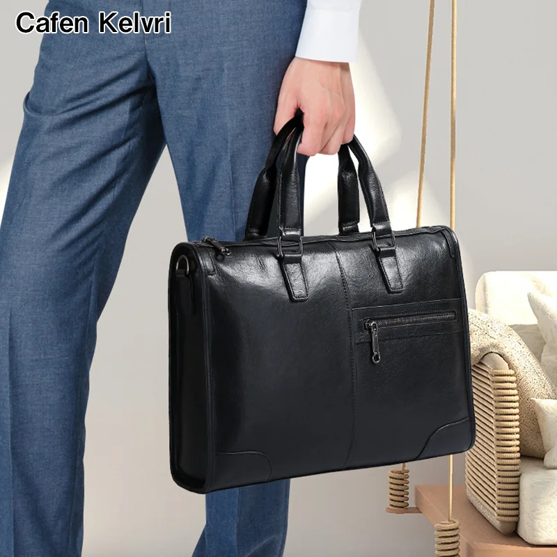 New Men's Handheld Business Laptop Messenger Luxury Brand Men Bag High-end First Layer Cowhide Briefcase Leather Man Bags