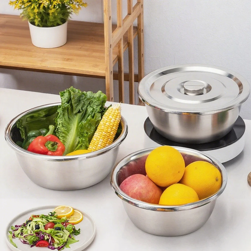 Stainless Steel Basins 20-38CM Sizes Multipurpose Soup Basin Kitchen Mixing Beating Soup Washing Salad Vegetables Mixing Bowl