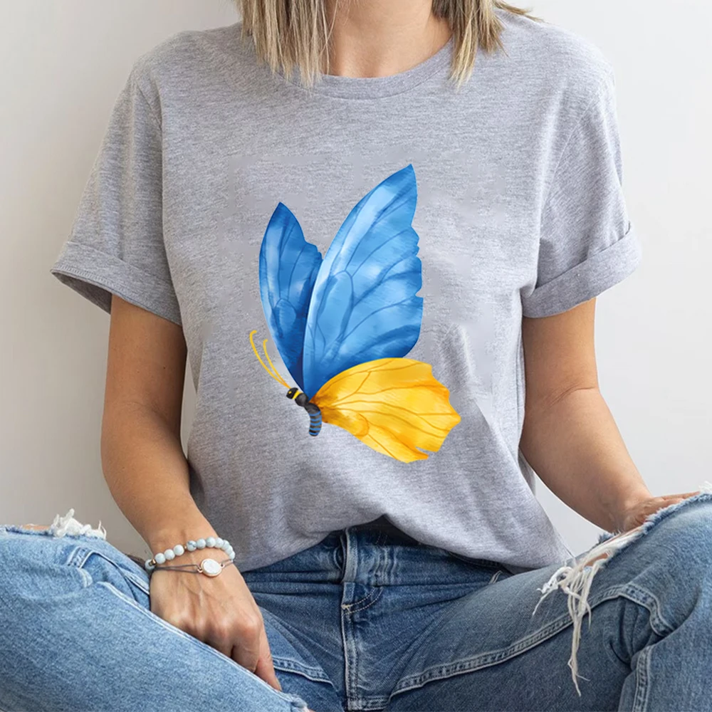 Ukraine Shirts for Women Ukraine Shirt Ukraine Butterfly Graphic T Shirt Unisex Short Sleeves Tops Gifts for Ukrainian