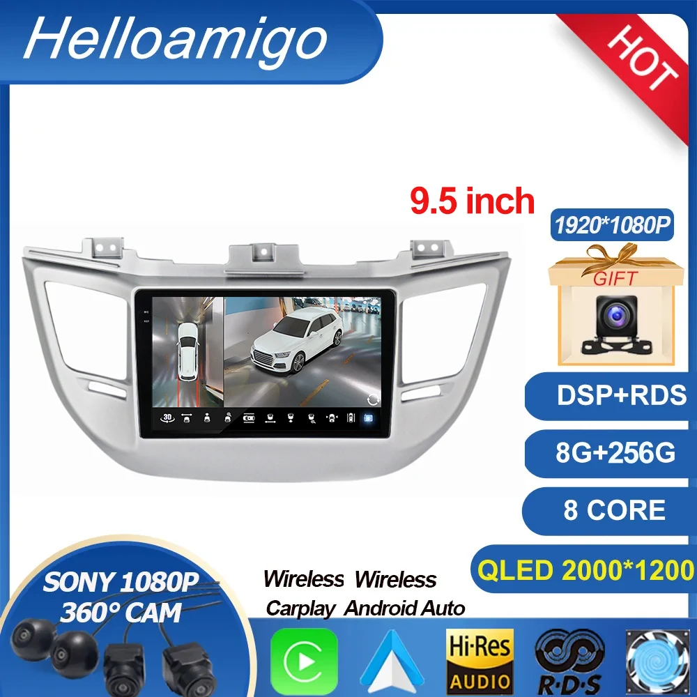 

For Hyundai Tucson 3 2014-2018 2 Din Android 13 Car Radio Multimedia Video Player Navi GPS DVD Head unit SWC NO DVD