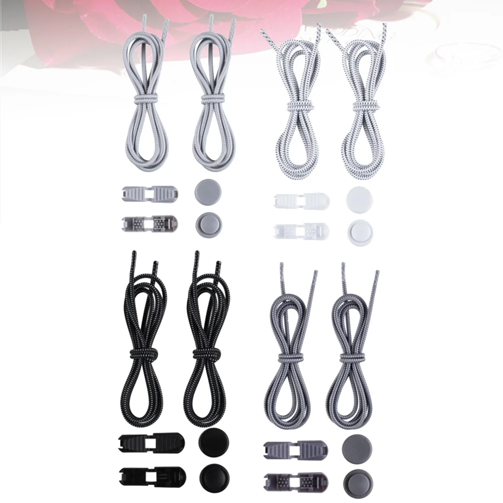 

4 Pcs Elastic Shoe Laces Adjustable Tieless Shoelaces Shoelaces with Lock Device Useful Shoe Laces Strings for Sneakers Boots Bo