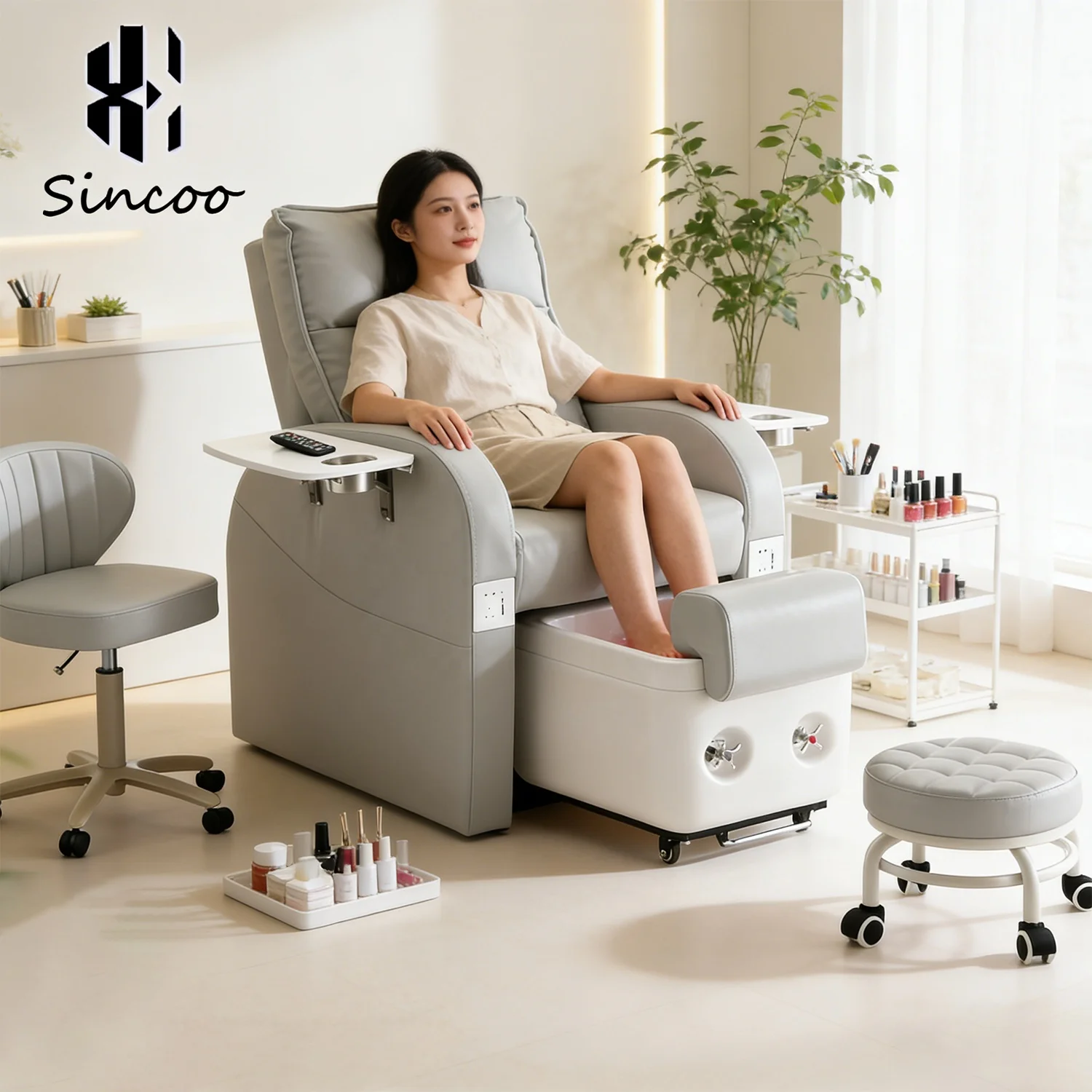 

Wholesale Luxury Electric Adjustable Sofa Spa Pedicure Chair Foot Massage Chair Without Plumbing Nail Salon Foot Bath Chair