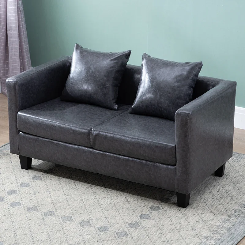Sofá individual simples e moderno para apartamento pequeno, sofá de couro com combinação tripla dupla