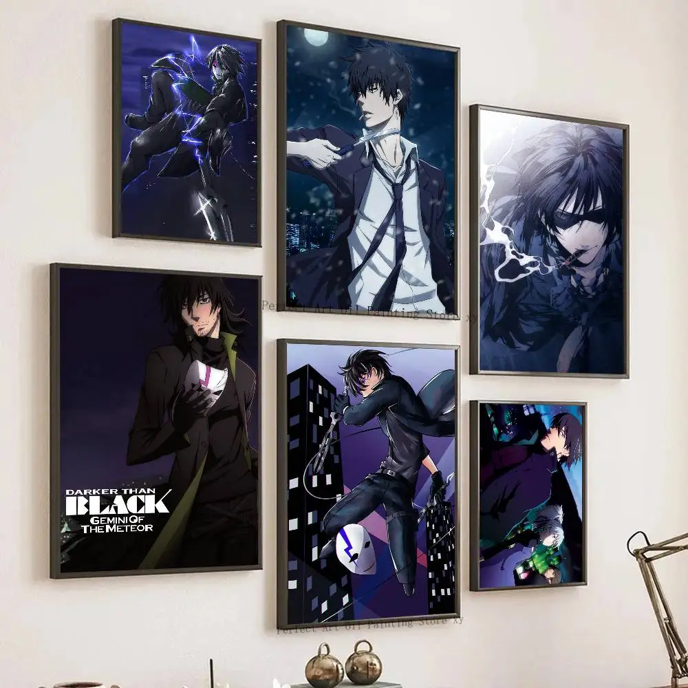 Darker Than Black Anime Posters Living Room Bar Cafe Quality Canvas Vintage Style Comics Painting Art Home Wall Decor Picture