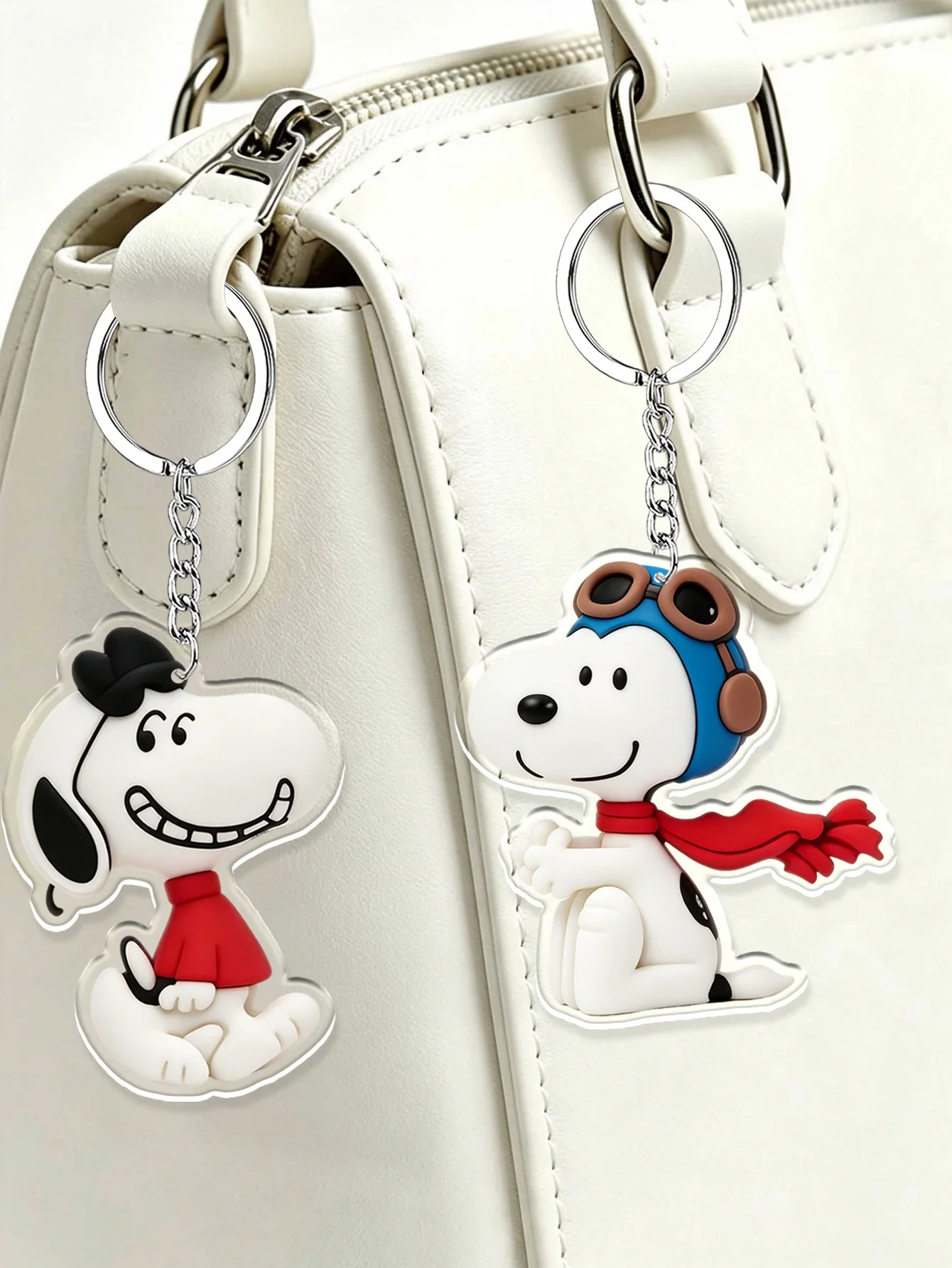 Peanuts Snoopy Pilot Red Scarf Acrylic Keychain Cartoon Key Ring Bag Pendant Charm & Gift