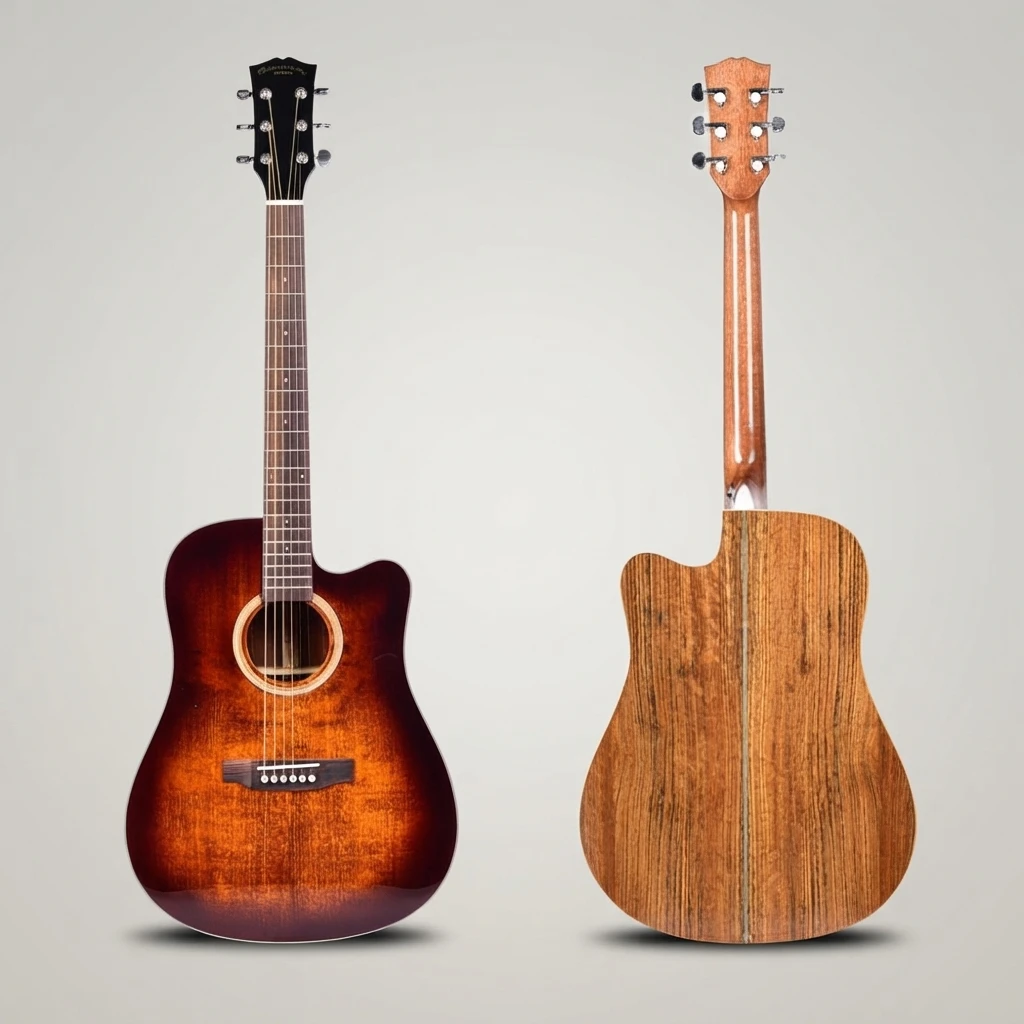 Dreadnought Cutaway Folk Acoustic Guitar,Solid Spruce Top,Rosewood Fretboard,Gloss Finish,3‑Color For Beginner Music Enthusiasts