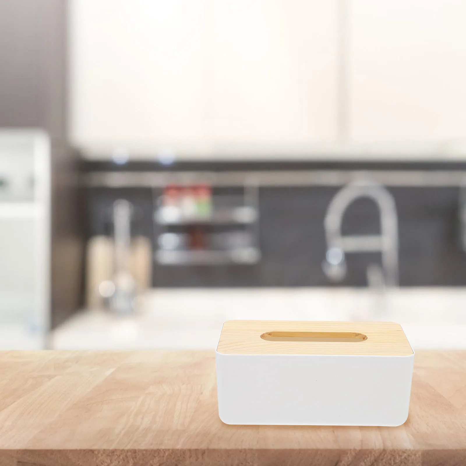 1Pcs Desktop Tissue Box Simple Wood Plastic Napkin Storage Box Home Decor Japanese Style Decorative Container Large Capacity