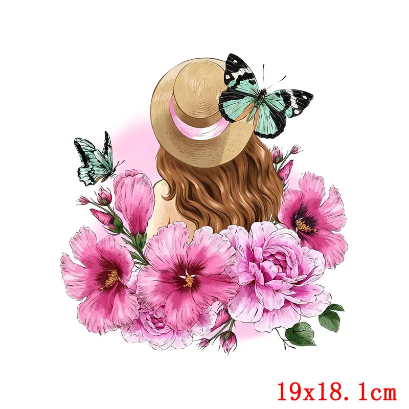 Fashion/Colorful Flower Heat Transfer Patches For Clothing DIY Iron On Transfers Thermal Stickers On Clothes T Shirt Applique