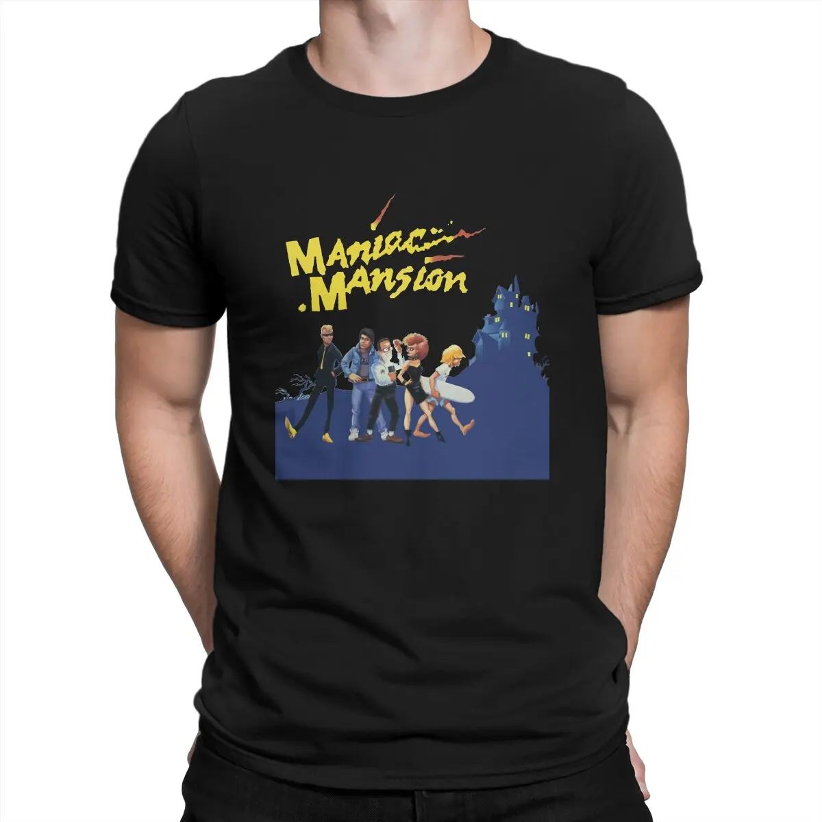 Men Maniac Mansion T Shirt Day Of The Tentacle Game 100% Cotton Tops Funny Short Sleeve Crew Neck Tees Unique T-Shirts