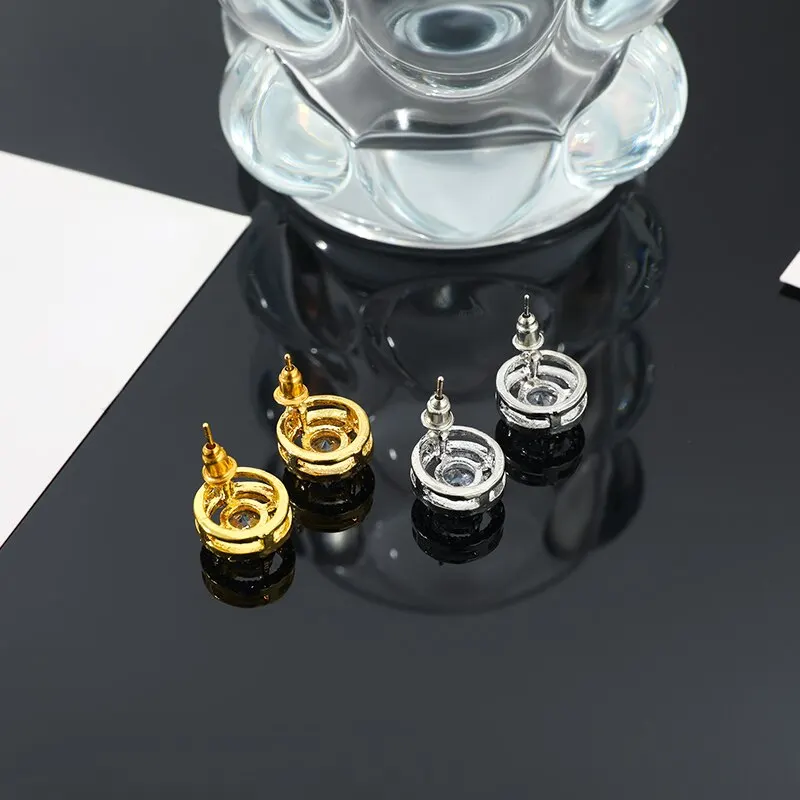 2pcs Crystal Earrings For Women Fashion Trendy Round Stud Earrings Holiday Party Gifts