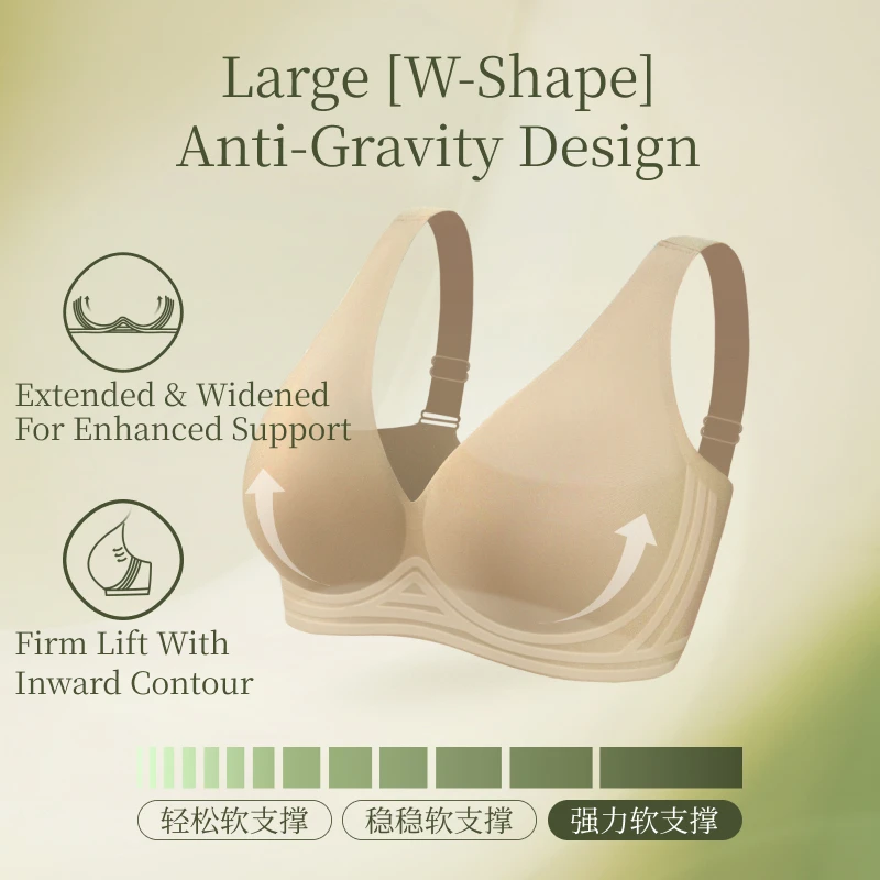 SUJIIN Plus Size Lingeries Lady Big Size Seamless Wireless Push Up Padded Supportive Bras Women Minimizer Anti-sagging Bralettes