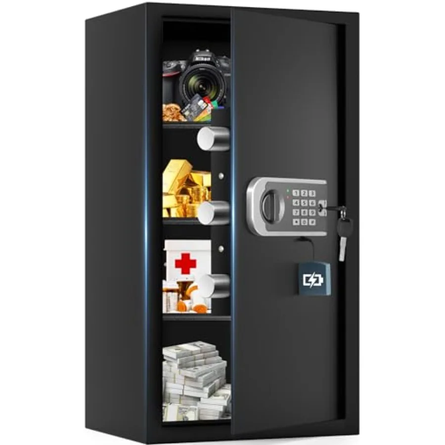 

Стальной сейф 27.56H, 6.0 куб. футов, для дома, с огнеупорной водонепроницаемой сумкой, цифровой сейф с программируемой клавиатурой и ключами, Sm