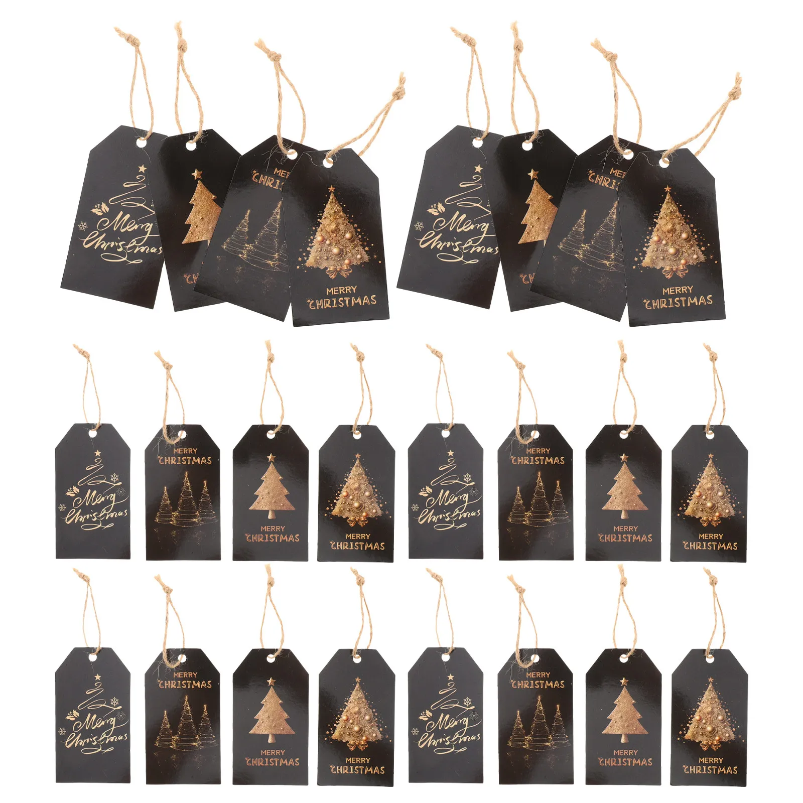 48pcs Black Merry Christmas Gift Tags with String Hanging Paper Name Labels Decorative Holiday Tags for Present Package