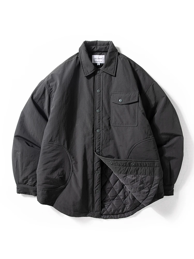 Jaqueta Casual Masculina de Aodão para Outono Inverno Novo Estilo com Enchimento de Fibra de Poliéster à Prova de Vento e Á...