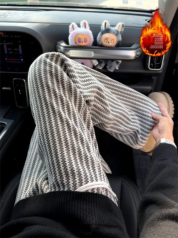 

Мужские зимние брюки с начесом, прямые, повседневные, свободные, широкие штанины, удобные, модные, в американском стиле