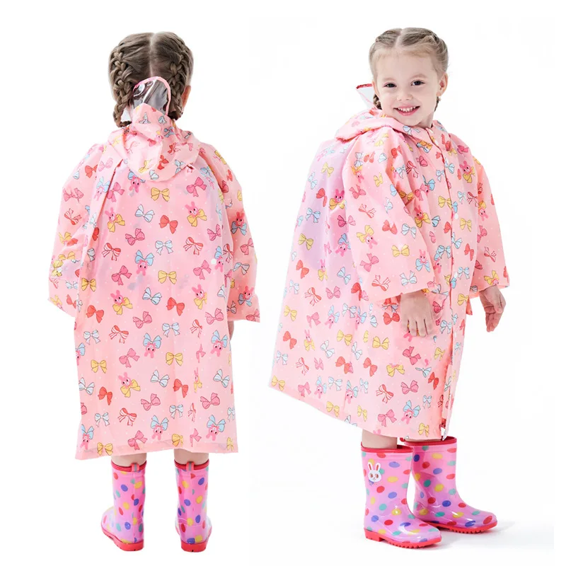 Cute Children Raincoat with School Bag, Long Style Raincoat, Kindergarten BabyPrimary School Poncho, Thin and Quick Dry Raincoat